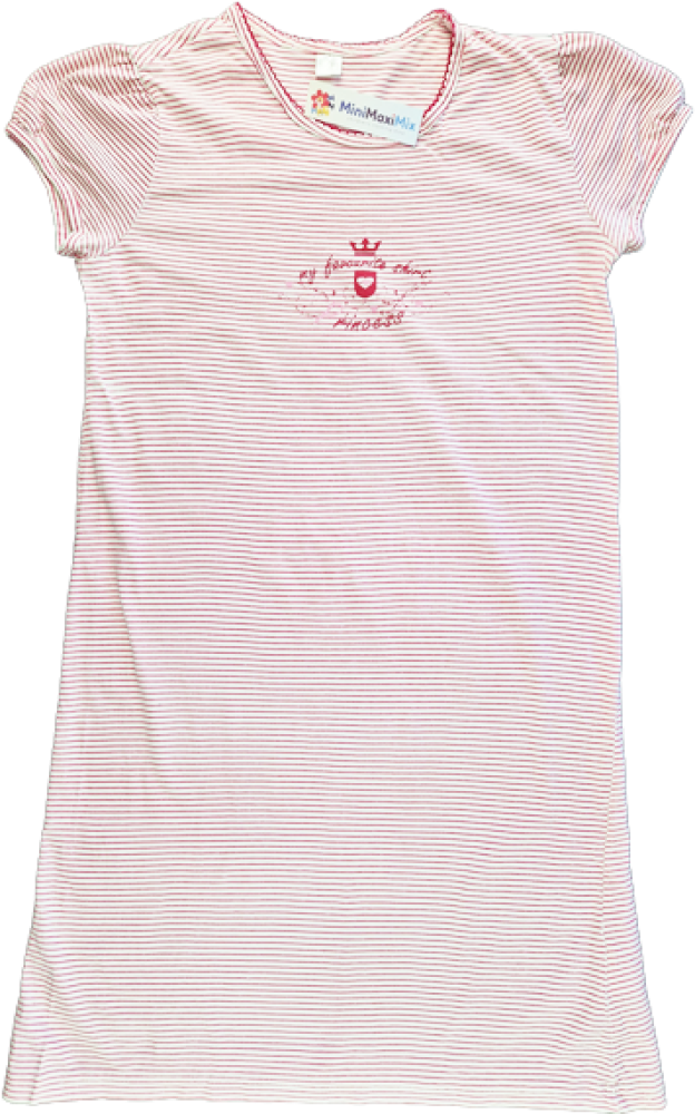 Nachthemd Gr. 146/152 kurzarm weiß/rot geringelt