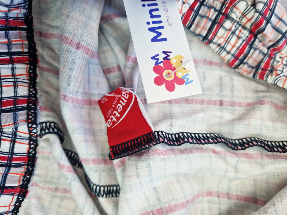 Schlafanzughose Gr. 152 Sanetta rot/schwarz/weiß kariert lang