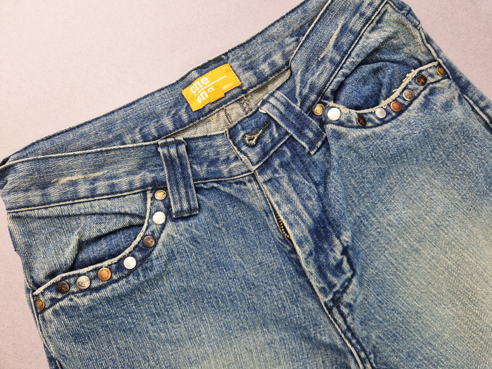 Schlagjeans Gr. 152/158 One blau mit Nieten