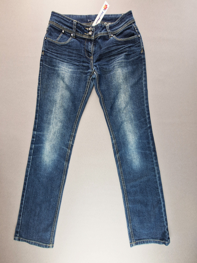 leichte Jeans Gr. 158/164 C&A blau lang Blumenabdruck