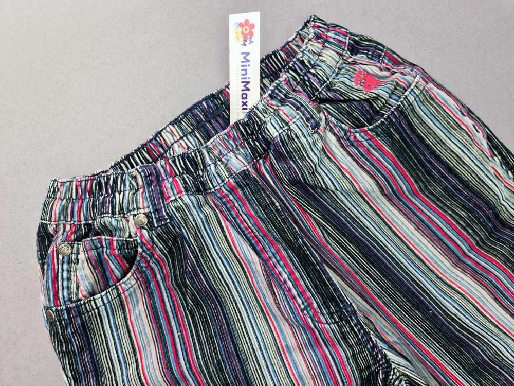 Cordhose weit Gr. 158/164 Jako-o gestreift bunt rosa/schwarz/grau