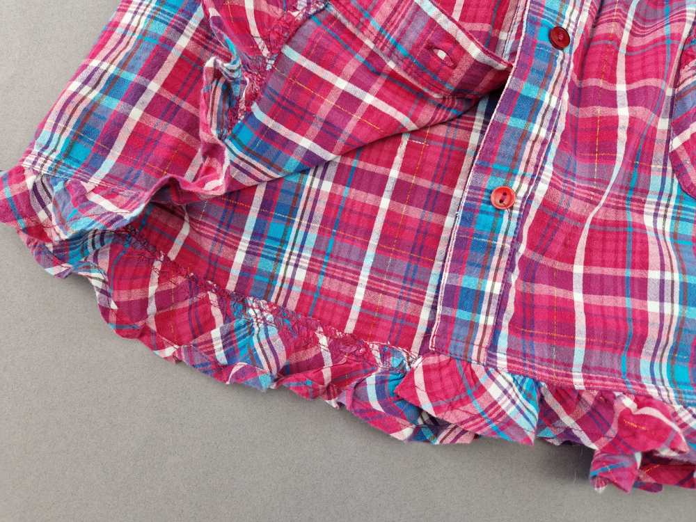 Karobluse Gr. 116/122 Topolino pink/blau langarm Glitzer