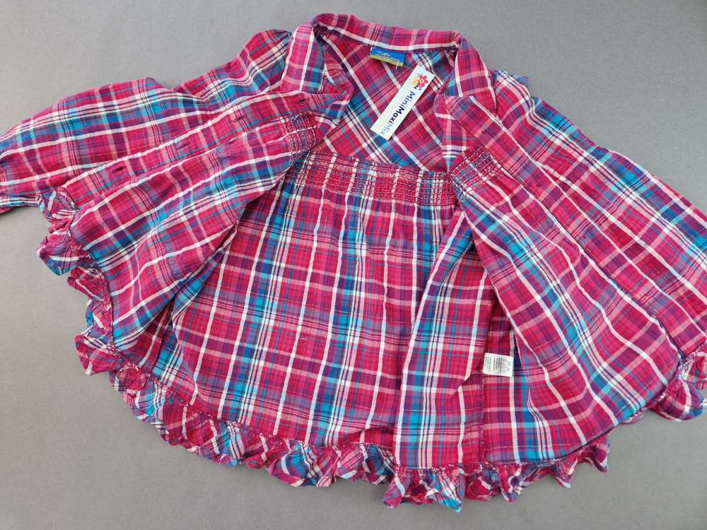 Karobluse Gr. 116/122 Topolino pink/blau langarm Glitzer