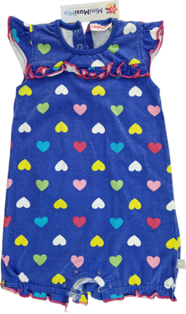 Sommerspieler Gr. 74/80 Liegelind blau mit bunten Herzen