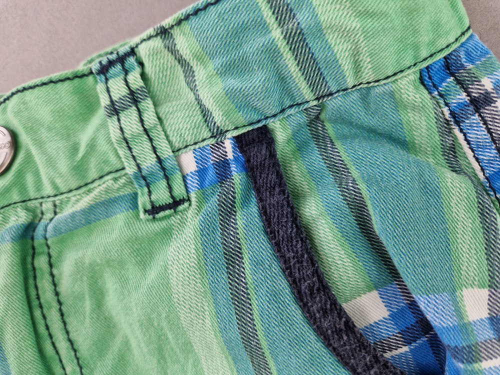 kurze Jeans Gr. 122 Topolino grün/blau Karo