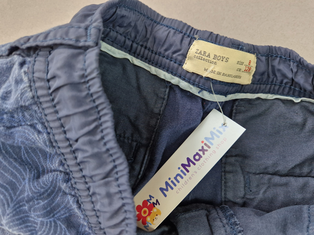 Sommershort Gr. 128 Zara dunkelblau mit Taschen und Gummibund, Sommerjeans