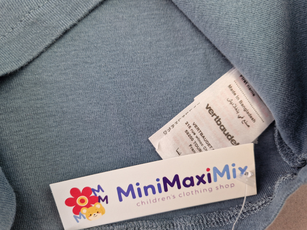 Langarmrolli Gr. 140 vertbaudet graublau