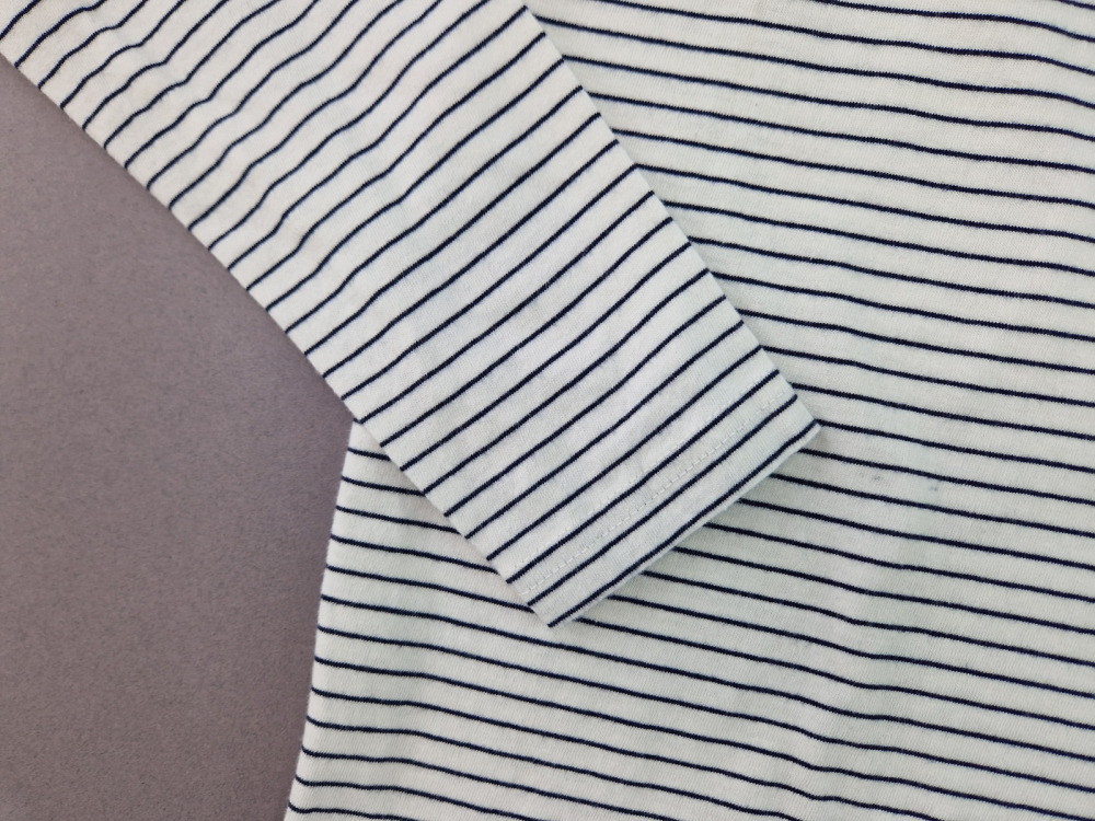 Langarmrolli Gr. 140 vertbaudet weiß/blau geringel