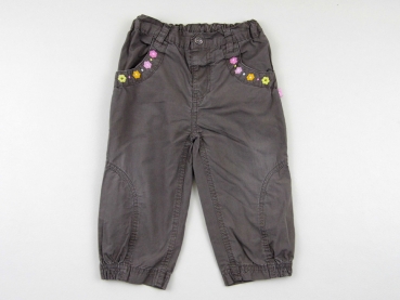 Sommerhose Gr. 80 braun mit gestickten Blumen