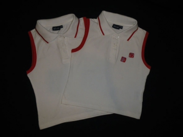 Achselstretchtop Gr. 128 Aldi weiß/rot Poloshirt * Zwillinge *