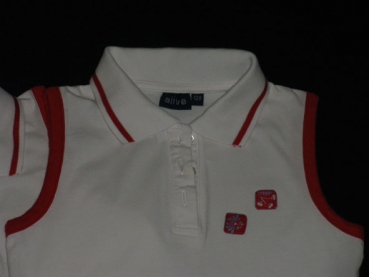 Achselstretchtop Gr. 128 Aldi weiß/rot Poloshirt * Zwillinge *