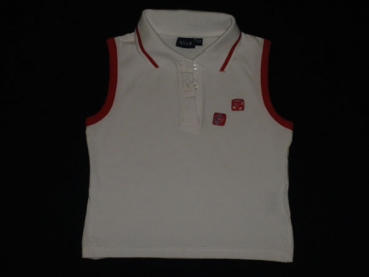 Achselstretchtop Gr. 128 Aldi weiß/rot Poloshirt * Zwillinge *