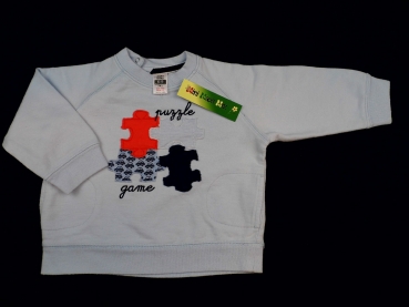 Sweatshirt Gr. 74 Zara hellblau mit Puzzleteilen