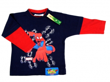 Langarmshirt Gr. 86/92 Marvel - Spiderman rot/blau