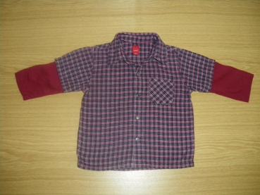 Flanellhemd Gr. 80 Esprit weinrot/blau 2 Lagen look