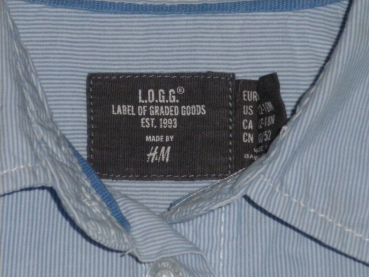 Langarmhemd Gr. 80 H&M hellblau/weiß gestreift