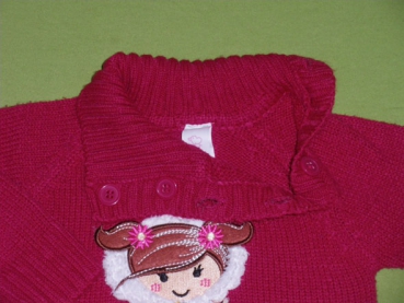 Strickpullover Gr. 74/80 C&A pink/rot mit Eskimo und Kragen