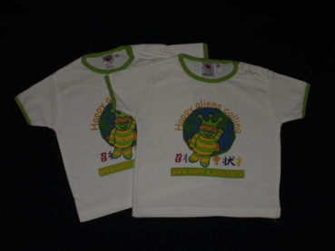 T-Shirt Gr. 74 C&A weiß/grün Aliens * Zwillinge *