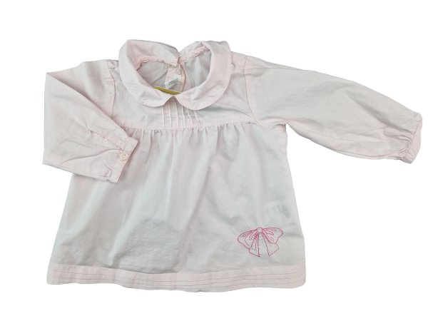 Langarmbluse Gr. 74 H&M rosa mit Aufdruck Schleifchen