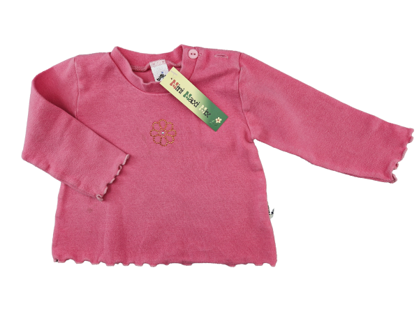 Stretchshirt Gr. 68/74 pink mit Glitzeraufdruck langarm