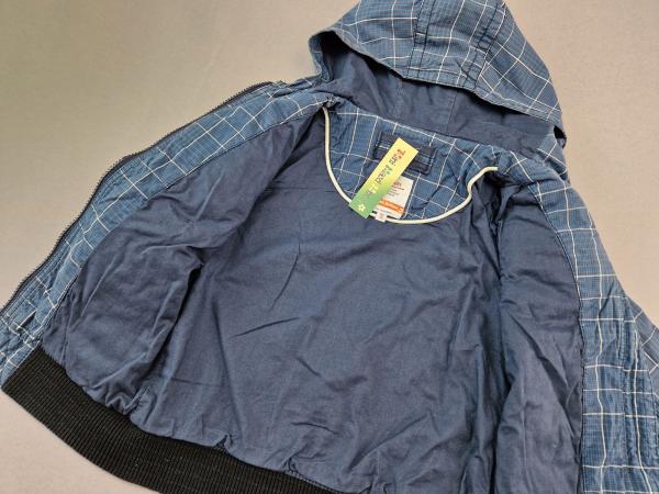 Karojacke Gr. 98/104 s.Oliver blau kariert mit Kaputze Übergangsjacke