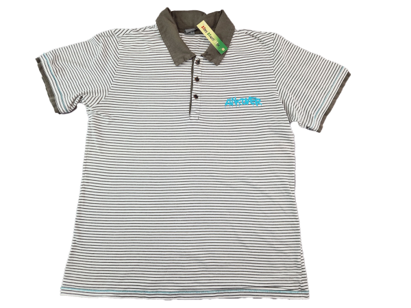 Poloshirt Gr. 170/176 Schiesser grau gestreift kurzarm