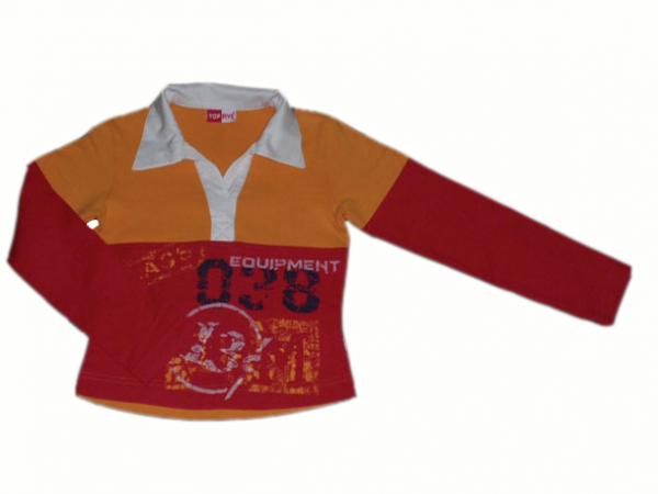 Langarmshirt Gr. 128 Top Five rot/orange mit Kragen