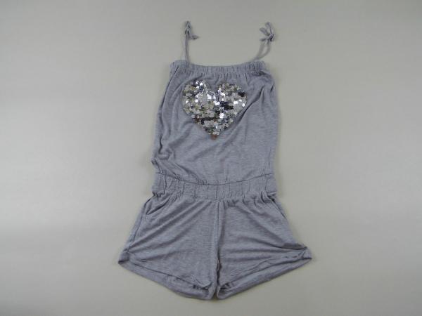 Jumpsuite kurz Gr. 158/164 H&M grau Silber Pailiettenherz