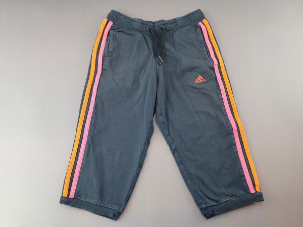 ¾ Sporthose Gr. 140 Adidas dunkelblau mit pink/orangen Streifen