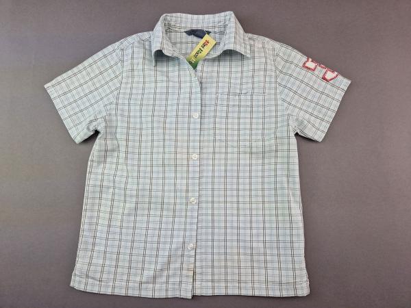 Hemd Gr. 128 H&M hellblau/braun Karomuster kurzarm