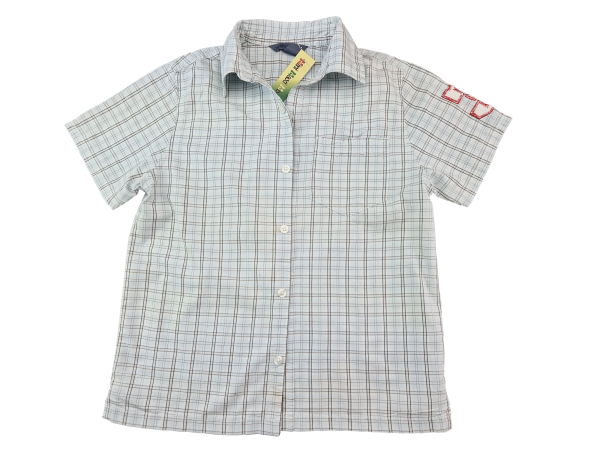 Hemd Gr. 128 H&M hellblau/braun Karomuster kurzarm