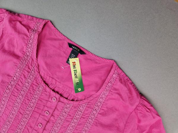 Bluse Gr. 48 H&M rosa mit gestickten Verzierungen kurzarm
