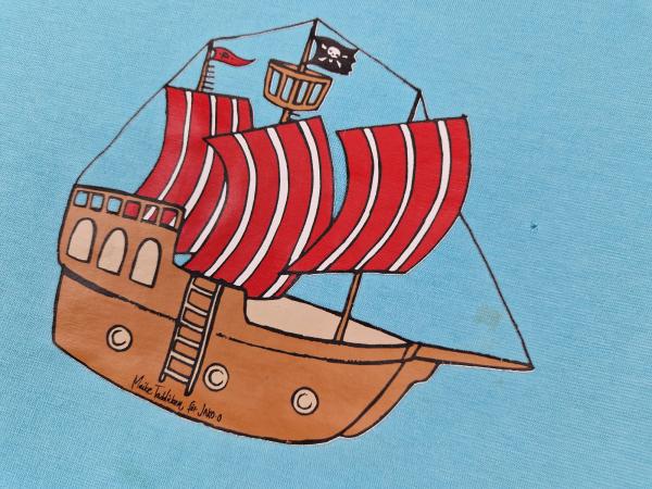 T-Shirt Gr. 128/134 Jako-o hellblau mit Piratenschiff