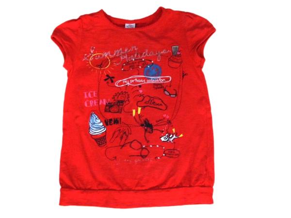 T-shirt Gr. 116/122 s.Oliver rot mit Kultmotiv und Strasssteinchen