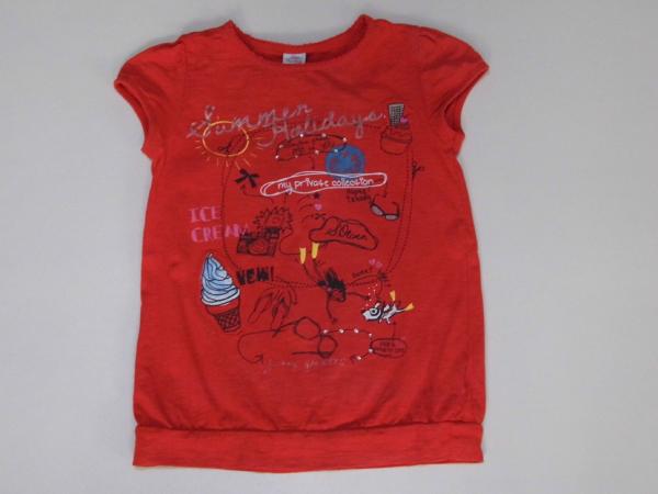 T-shirt Gr. 116/122 s.Oliver rot mit Kultmotiv und Strasssteinchen