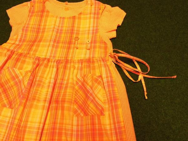 Sommerkleid Gr. 128 kidzonly orange kariert mit Schürze