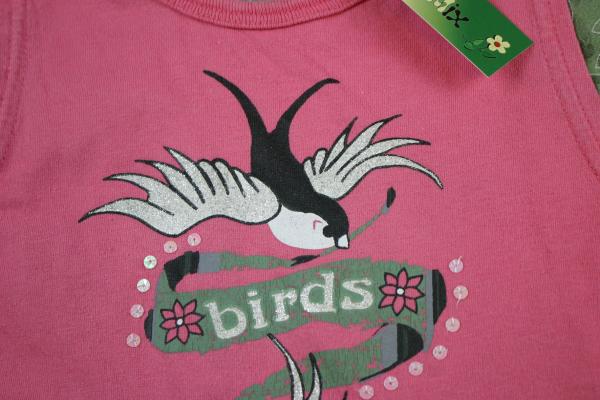 Top Gr. 104/110 Yigga rosa/oliv 2-Lagen-Look birds