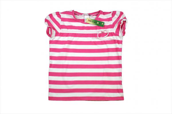 Stretchshirt Gr. 116 H&M pink weiß Schleifchen Kurzarm