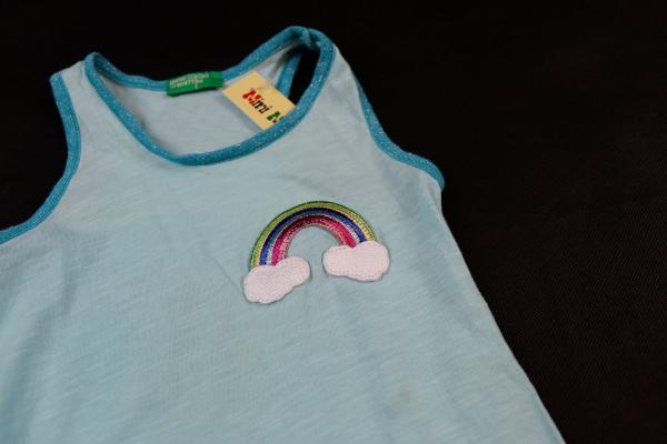 Shirtkleidchen Gr. 86/92 Benetton blau mit Regenbogen