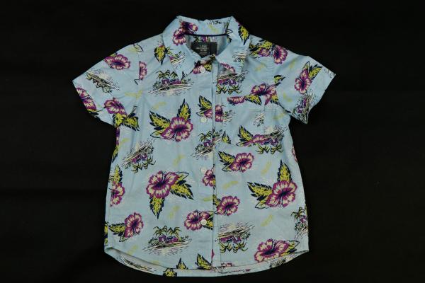 Hawaihemd Gr. 110/116 H&M hellblau mit Blumen