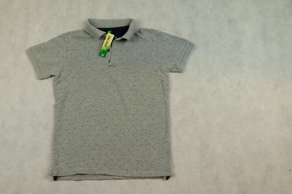 Poloshirt Gr. 140/146 Benetton grau mit Muster