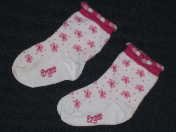 Socken 11cm Gr. 18-19 weiß/rosa Blümchen