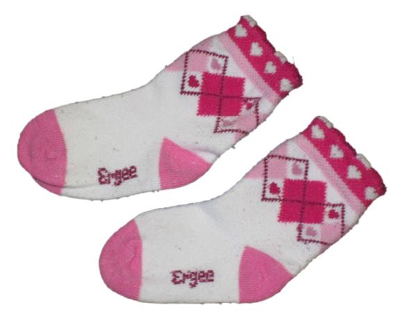 Socken 11cm Gr. 18-19 weiß/rosa Rauten