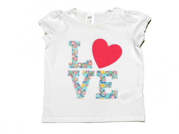 T-Shirt Gr. 68/74 H&M weiß mit „Love“ Herz