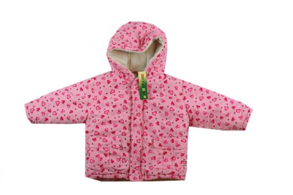 Winteranorak Gr. 80 rosa mit pinken Herzen, fleecegefüttert