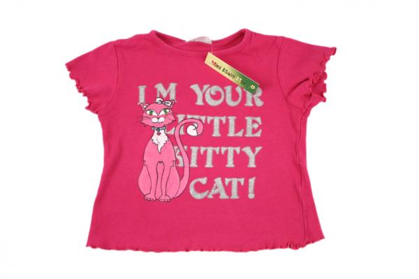 T-Shirt Gr. 80 pink Katzenmotiv Glitzerschrift