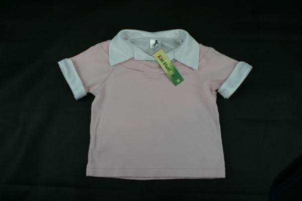 Poloshirt, Bluse Gr. 98/104 Palomino kurzarm rosa weiß 2-Lagen-Look