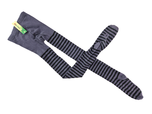 Strumpfhose Gr. 110/116 dunkelgrau mit schwarzen Streifen