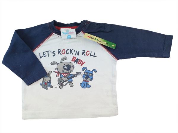 Langarmshirt Gr. 56 Topomini weiß/dunkelblau Rock`n roll