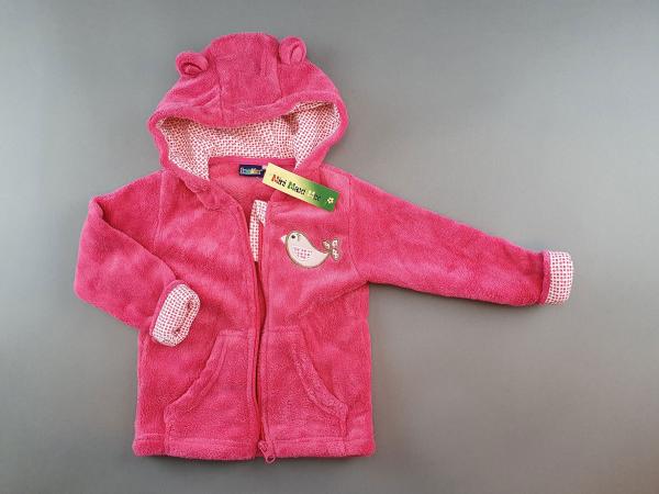 kuschlige Samtjacke Gr. 74/80 pink mit Vogel